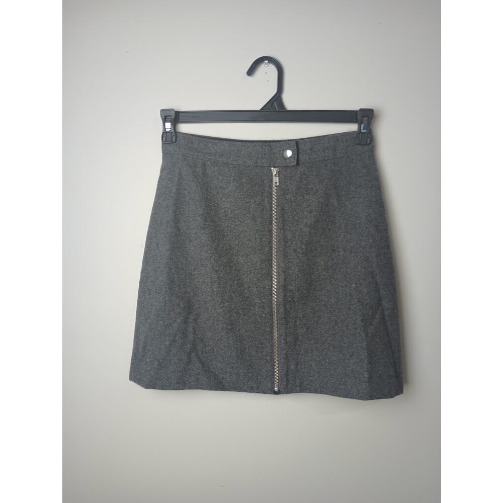 Madewell Wool Mini Skirt Zip up Front Women Size 0 Office Holiday Punk Career